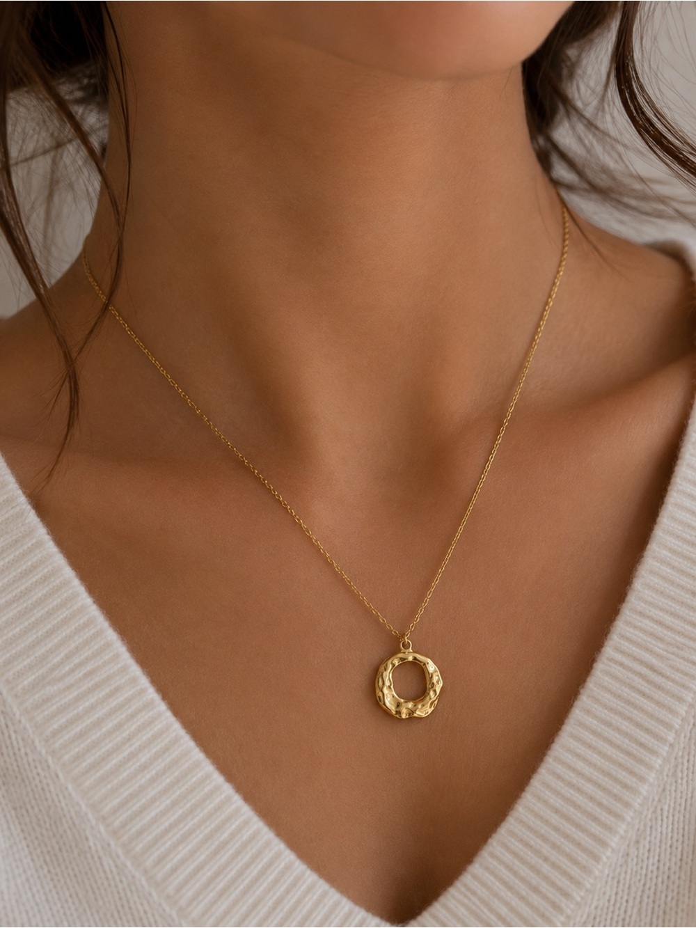 18K Gold Plated Circle Pendant Necklace